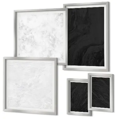 Modernes Wandbilder-Set in dunkler Lichtoptik mit glamourösem Marmordesign