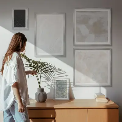 Bilderset fürs Sofa mit eleganten Steinstrukturen