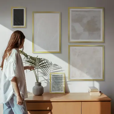 Bilderset fürs Sofa mit eleganten Steinstrukturen