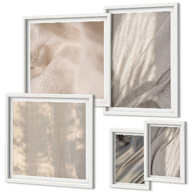Modernes wandbilder-set Nahaufnahme von natürlichen Boho-Stoffen