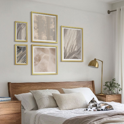 Modernes wandbilder-set Nahaufnahme von natürlichen Boho-Stoffen