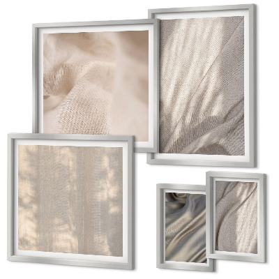 Modernes wandbilder-set Nahaufnahme von natürlichen Boho-Stoffen