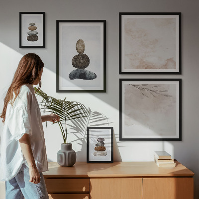 Bilderset fürs sofa Steinstapel-Boho-Malerei