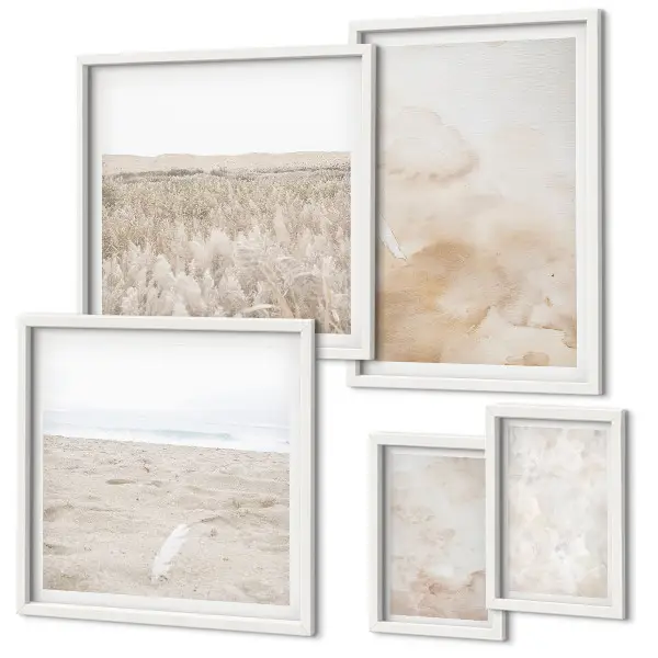 Modernes Wandbilder-Set mit modischen Pastelltexturen