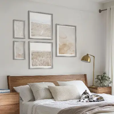 Modernes Wandbilder-Set mit modischen Pastelltexturen