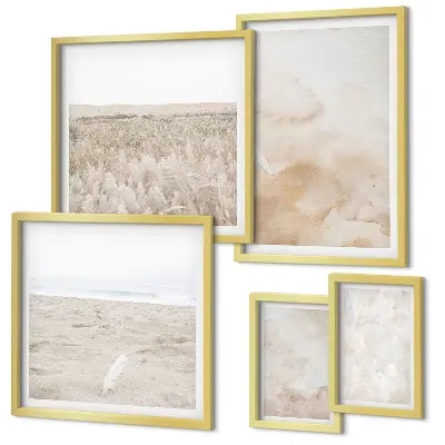 Modernes Wandbilder-Set mit modischen Pastelltexturen