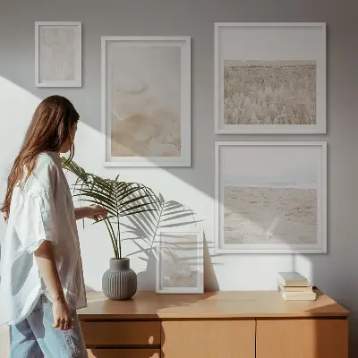 Modernes Wandbilder-Set mit modischen Pastelltexturen