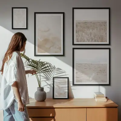 Modernes Wandbilder-Set mit modischen Pastelltexturen