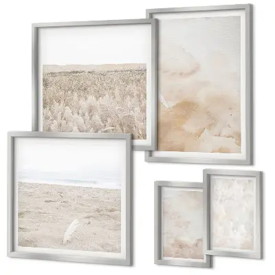 Modernes Wandbilder-Set mit modischen Pastelltexturen