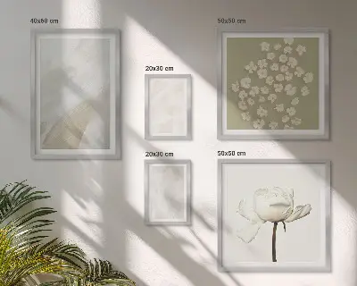 Bilderset für das Sofa mit modischen Boho-Texturen und Blumenmotiven
