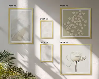 Bilderset für das Sofa mit modischen Boho-Texturen und Blumenmotiven