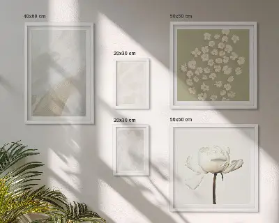Bilderset für das Sofa mit modischen Boho-Texturen und Blumenmotiven