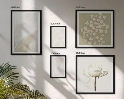 Bilderset für das Sofa mit modischen Boho-Texturen und Blumenmotiven