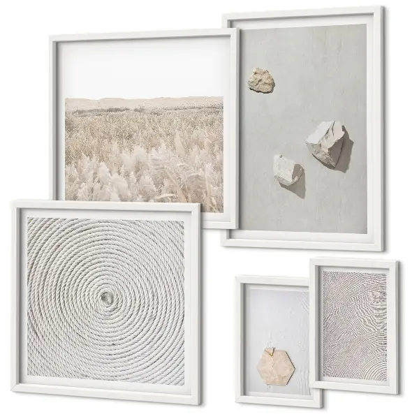 Modernes Wandbilder-Set mit leichten Boho-Sandtexturen