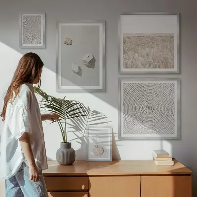 Modernes Wandbilder-Set mit leichten Boho-Sandtexturen