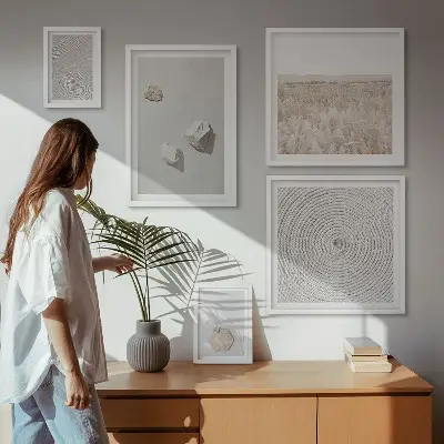 Modernes Wandbilder-Set mit leichten Boho-Sandtexturen