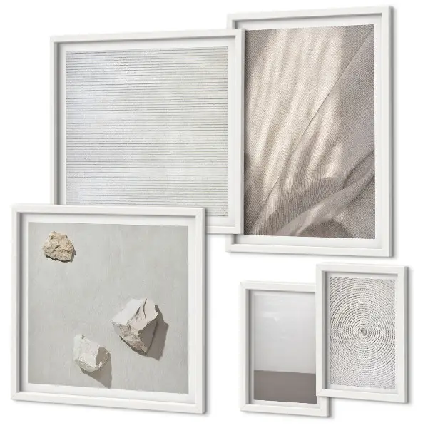 Modernes Wandbilder-Set mit zarten Boho-Texturen der Natur
