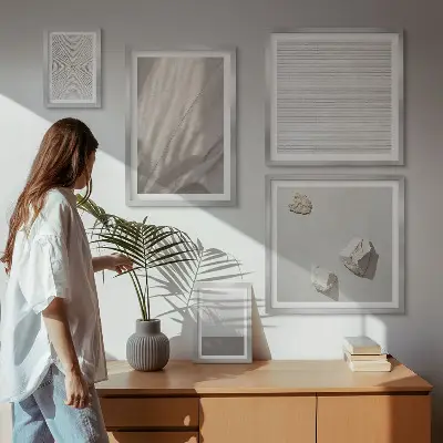 Modernes Wandbilder-Set mit zarten Boho-Texturen der Natur