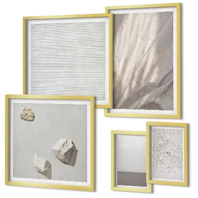 Modernes Wandbilder-Set mit zarten Boho-Texturen der Natur