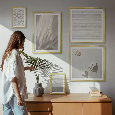 Modernes Wandbilder-Set mit zarten Boho-Texturen der Natur