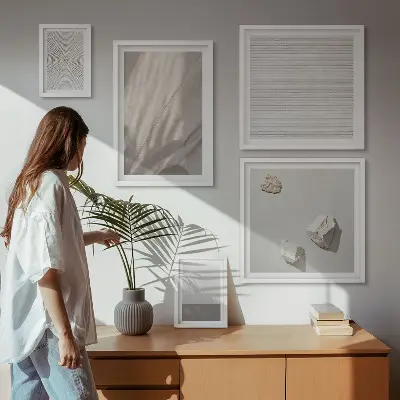 Modernes Wandbilder-Set mit zarten Boho-Texturen der Natur