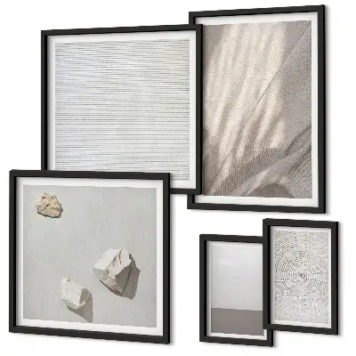Modernes Wandbilder-Set mit zarten Boho-Texturen der Natur
