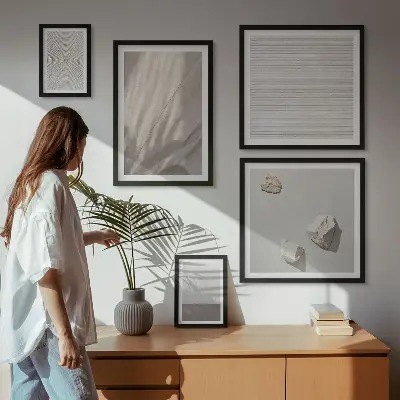 Modernes Wandbilder-Set mit zarten Boho-Texturen der Natur