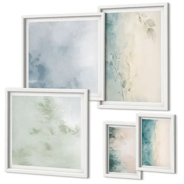 Modernes Wandbilder-Set verschüttete Wasserfarben auf Leinwand im minimalistischen Stil