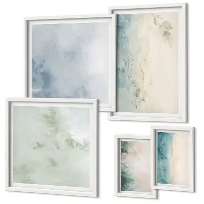 Modernes Wandbilder-Set verschüttete Wasserfarben auf Leinwand im minimalistischen Stil