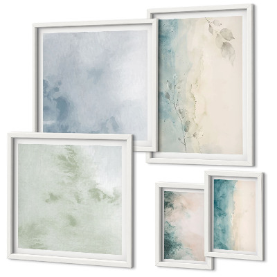 Modernes wandbilder-set Verschüttete Wasserfarben auf Leinwand, Minimalismus