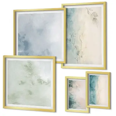 Modernes Wandbilder-Set verschüttete Wasserfarben auf Leinwand im minimalistischen Stil