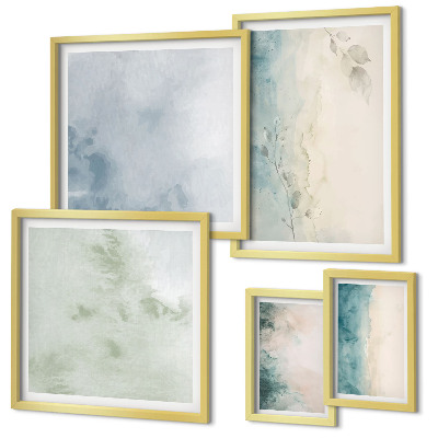 Modernes wandbilder-set Verschüttete Wasserfarben auf Leinwand, Minimalismus