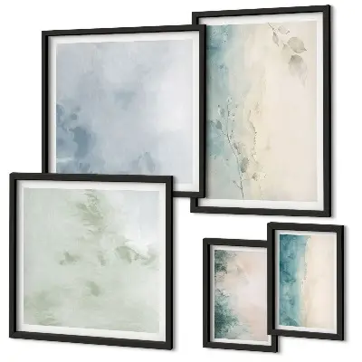 Modernes Wandbilder-Set verschüttete Wasserfarben auf Leinwand im minimalistischen Stil
