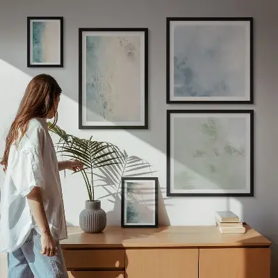 Modernes Wandbilder-Set verschüttete Wasserfarben auf Leinwand im minimalistischen Stil