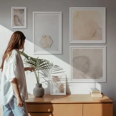 Bilderset fürs Sofa mit naturabstrakten Designdrucken