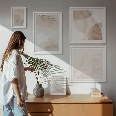 Bilderset fürs Sofa mit Aquarellfarben und Boho-Texturen