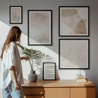Bilderset fürs Sofa mit Aquarellfarben und Boho-Texturen