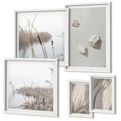 Bildergalerie-Set für die Wand mit Nahaufnahmen der Struktur im Boho-Stil