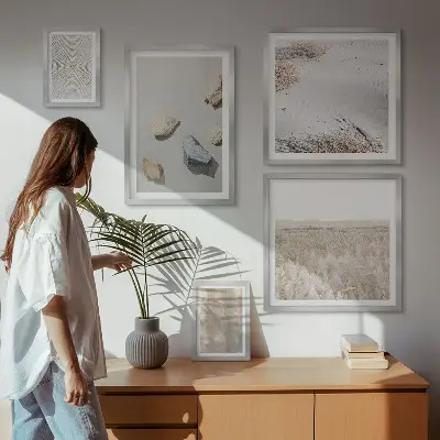 Modernes Wandbilder-Set im Design Boho-Naturtexturen
