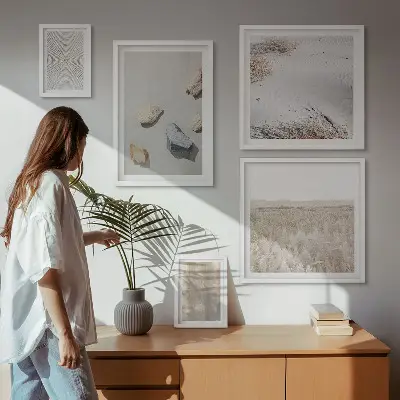 Modernes Wandbilder-Set im Design Boho-Naturtexturen