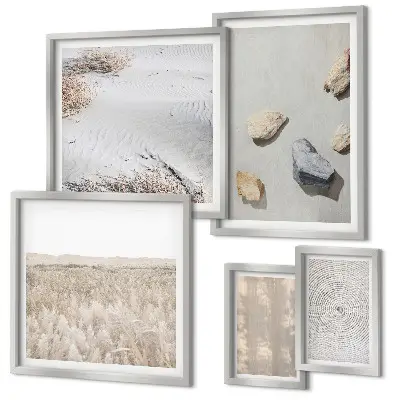Modernes Wandbilder-Set im Design Boho-Naturtexturen