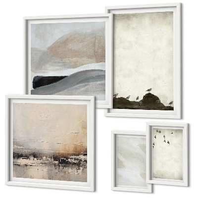 Bildergalerie-set für die wand Vögel, Steine, Pinselstriche, Verzierungen