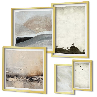 Bildergalerie-set für die wand Vögel, Steine, Pinselstriche, Verzierungen