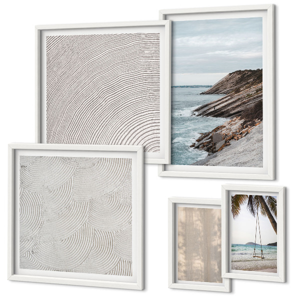 Modernes wandbilder-set Sommerlicher Sandstrand mit Meerblick