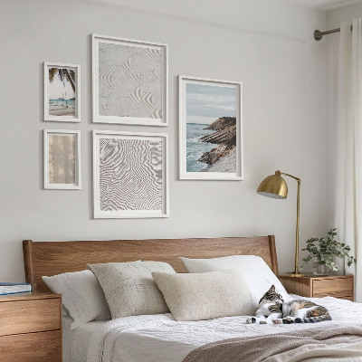Modernes wandbilder-set Sommerlicher Sandstrand mit Meerblick