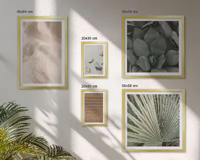 Bildergalerie-Set für die Wand mit Motiven von Steinen, Holz und Stofftexturen