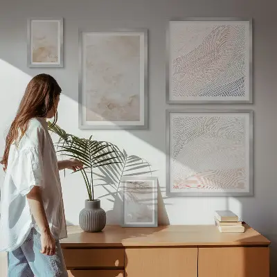 Aquarellblätter und -flecken Bilderset fürs Sofa