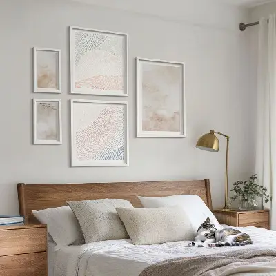 Aquarellblätter und -flecken Bilderset fürs Sofa