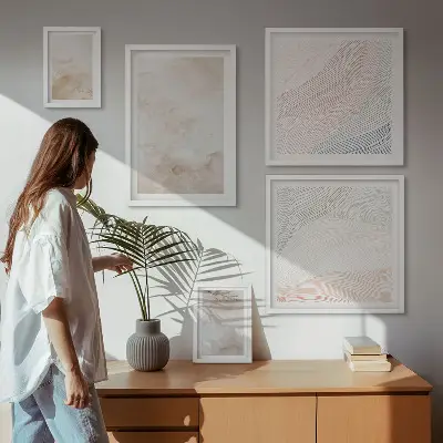 Aquarellblätter und -flecken Bilderset fürs Sofa