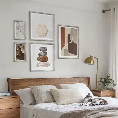 Bilderset für das Sofa mit Texturen der modernen Kunst